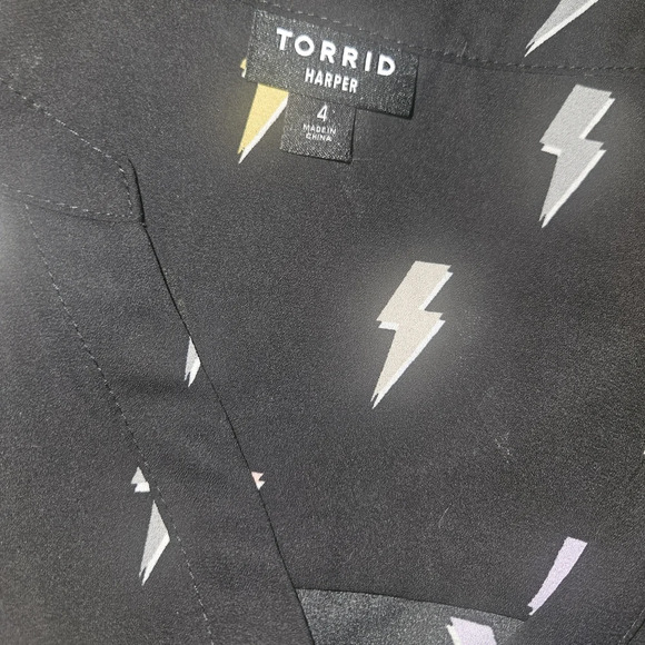 Torrid Black Blouse with Multicolor Lightning Pattern - Picture 5 of 6